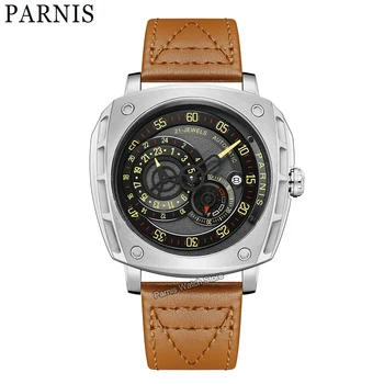 Мужские повседневные часы Parnis 44 мм 21 драгоценный камень Miyota8217 Механизм с автоподзаводом Нового дизайна