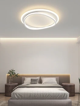 Современный минималистичный белый потолочный светильник для спальни, гостиной, кабинета, креативные квадратные / круглые лампы с дистанционным управлением, внутреннее освещение