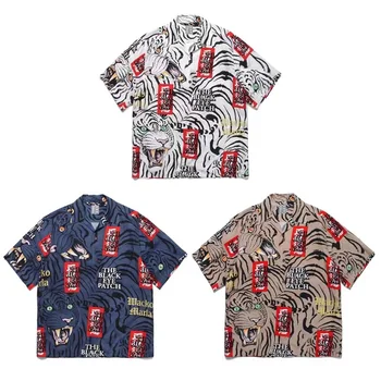 Новые мужские рубашки высокого качества с принтом тигра 1:1, пляжные мужские женские свободные рубашки WACKO MARIA с бирками