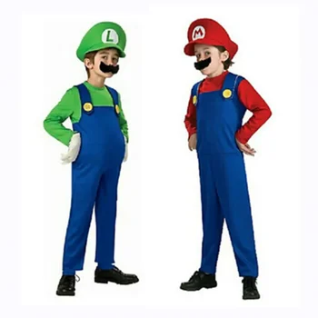 Косплей костюм Super Luigi Brothers для детей, костюм Сантехника для мальчиков, Маскарадное платье для вечеринки
