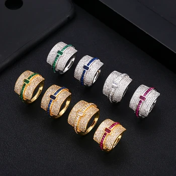 Роскошное эффектное Наращиваемое кольцо Janekelly Design для женщин, Обручальное кольцо с кубическим цирконием, Дубайские кольца для новобрачных в стиле панк