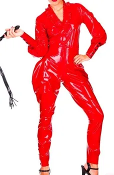 100% Латексный Резиновый Женский комбинезон Kostüm Bodysuit Красного цвета, Размер XXS-XXL