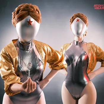 Игра Atomic Heart Косплей костюм робота-близнеца Слева и справа Фигурки близнецов Комбинезон Парик Наряды для вечеринки на Хэллоуин