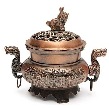 Курильница для благовоний из старинного сплава с двойной головой дракона, сокровища в китайском стиле, наполняющие домашнюю плиту, Благоприятное украшение дома.