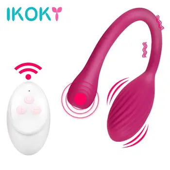 IKOKY Шарики для стимуляции клитора, влагалища, вибратор для массажа точки G, Вибрирующее яйцо, 10 режимов, секс-игрушки для женщин, невидимый силикон