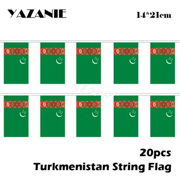 ЯЗАНИ 14*21 см 20ШТ 5 метров Туркменский Струнный Флаг Висит Украшение Дома Овсянка Флаг Бесплатная доставка