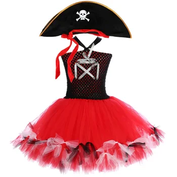 Пиратское Платье-пачка для Девочек, Детский Костюм для Косплея на Хэллоуин, Вечерние Платья Принцессы Для Девочек, Детский Тюлевый Наряд Капитана, Комплект Одежды