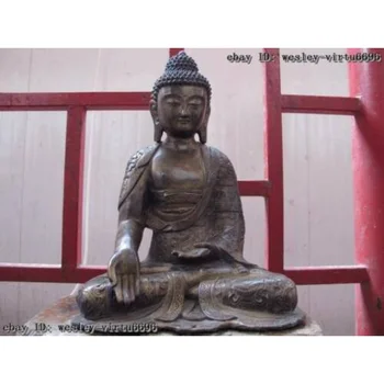 буддизм бронза позолота восемь сокровищ Статуя Будды Шакьямуни татхагата 40 см