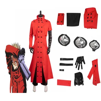 Аниме TRIGUN Vash the Stampede, костюм для косплея, пальто, куртка, Pnats, комплект, Карнавальная вечеринка на Хэллоуин, мужская одежда для маскировки
