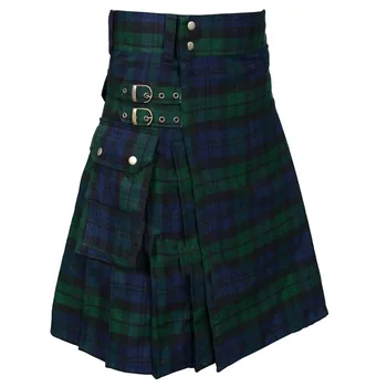 Мужская модная шотландская клетчатая юбка контрастного цвета, плиссированная юбка, мужская короткая юбка, традиционный шотландский шотландский клетчатый практичный килт