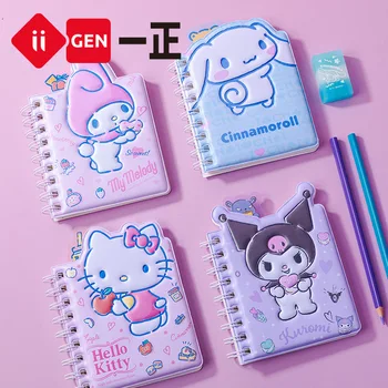 Sanrio Hellokitty My Melody Kuromi Kawaii Coil Notepad, Водонепроницаемый детский дневник из ПВХ для учащихся начальных классов