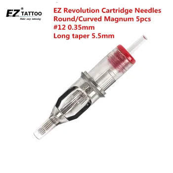 Иглы для татуажа картриджей EZ Revolution Изогнутый Магнум №12 длиной 0,35 мм, конусностью 5,5 мм для картриджной машинки и ручек 5 шт./лот