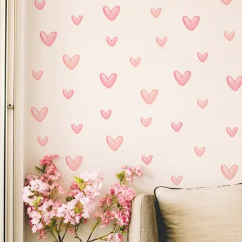Наклейка на стену с розовым сердечком любви для ребенка, украшение детской комнаты, обои, Съемная виниловая фреска для девочек, декор для детской комнаты, наклейка