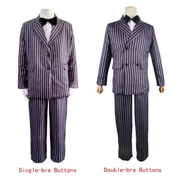 Костюм Wednesday Addams, мужской костюм с длинным рукавом, униформа для вечеринок, наряды Гомес для косплея, семейные выпускные вечера, костюмы папы на Хэллоуин, ПОТОМУ ЧТО