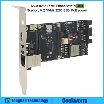 Geekworm X652 KVM Over IP Версия PCIe для Raspberry Pi CM4 С поддержкой POE и M2 NVMe SSD 2280
