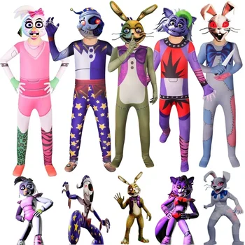 2024 Five Nights Freddyed, костюмированная вечеринка, костюмы для косплея, маска, Причудливый кошмар, Кролик Бонни, аниме, костюм на Хэллоуин для детей