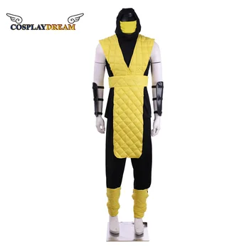 Мужской косплей-костюм Mortal Kombat Scorpion Синий костюм с закрытием лица, форма желтого бойцовского костюма ниндзя Шотокан