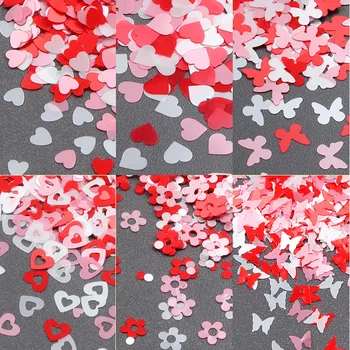 1 упаковка День Святого Валентина Розовый Красный Дизайн Ногтей Блестки Сердце Бабочка Цветок Форма Ногтей Блестки Хлопья Для Ногтей Блеск