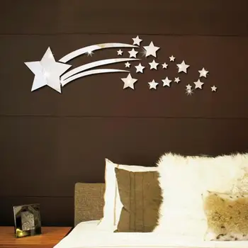 Креативная наклейка на стену с 3D съемным рисунком Метеор Самоклеящаяся Стреляющая звезда Эстетическая зеркальная наклейка Украшение дома