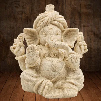 Статуя Бога Слона Индийского Ганеши из песчаника, Религиозный Орнамент с головой Слона, Скульптура Будды Фэн-Шуй, Домашний Декор, ремесла