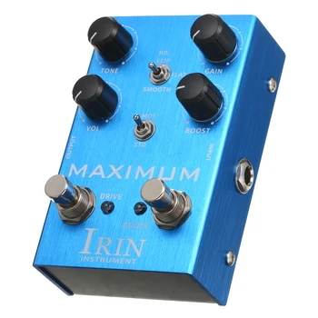 IRIN Overdrive Guitar Effect Pedal 2 режима переключения Между регуляторами тона / усиления / громкости / усиления для педали электрогитары - МАКСИМУМ