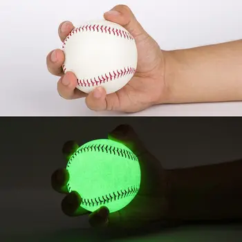 Специальная кожаная бейсбольная 9-дюймовая ночная тренировка, светящаяся в темноте, официальный размер бейсбола, серебристый свет