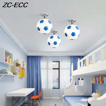 Современный светодиодный потолочный светильник, минималистичная баскетбольная футбольная люстра, лампа E27, потолочное освещение для детской комнаты в стиле деко, коридор, проход, лестница