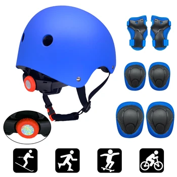 Детский набор шлемов и накладок 7 в 1, регулируемые детские наколенники, налокотники, напульсники для скутера, скейтборда, роликовых коньков, велоспорта