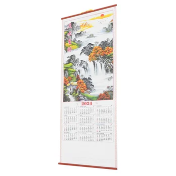 Настенные календари на китайский Новый год, традиционный свиток, Лунный календарь, орнамент, Год Дракона, украшение для дома
