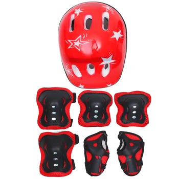 Регулируемый детский шлем и комплект защитного снаряжения для скейтбординга и спорта (красный)