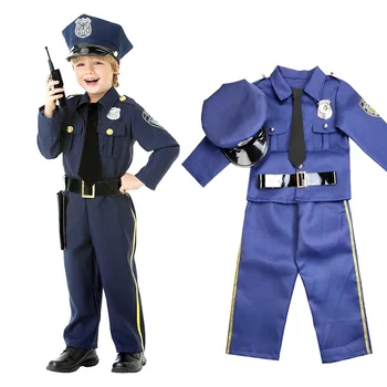 Форма полиции Нью-Йорка, детские костюмы, полицейский косплей, костюм на Хэллоуин для детей, Кепка, реквизит, детский праздничный костюм