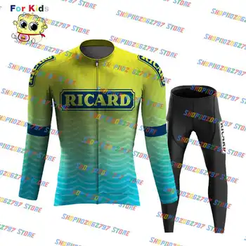 2024 Ricard, Детская Велосипедная майка, Детский комплект с длинным рукавом, одежда для шоссейных велосипедов, Платье, костюм, велосипедная рубашка