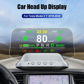 T3 HUD для Tesla Model 3 Y Head Up Display, Тестер заряда батареи, часы, Спидометр, внутренний Бортовой компьютер, Автомобильное зеркало, Проектор