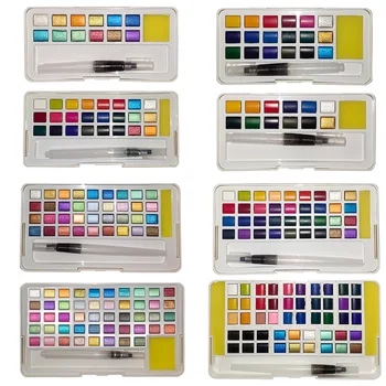 Набор Твердых Акварельных Красок С Блестящими Акварельными Пигментами для Рисования Художественными Красками Для Дизайна Ногтей