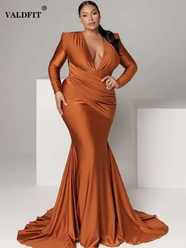 Русалка с длинным рукавом, Ярко-Оранжевые платья подружек невесты 2022, V-образный вырез, Африканские Черные Платья для девочек Damas De Honor Boda