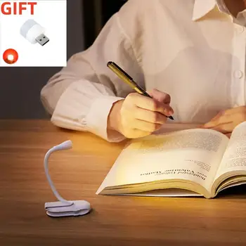 Книжный светильник, лампы для чтения книг в кровати, светодиодный книжный ночник, Перезаряжаемая 3-цветная лампа для чтения с плавной яркостью, с клипсой для чтения