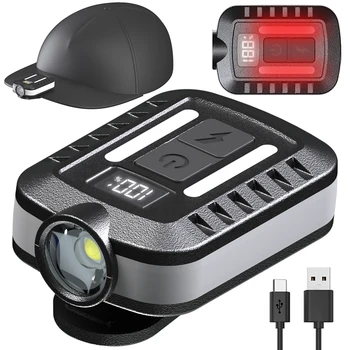 Светодиодный колпачок IPX4, водонепроницаемая шляпная фара с зажимом, тип C, USB-зарядка, портативный налобный фонарь, индикатор мощности для аварийного восхождения