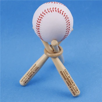 1 комплект мини-деревянной бейсбольной биты для теннисного мяча для гольфа Подставка для дисплея Кронштейн Держатель для хранения мячей с гравировкой Поддержка индивидуального подарка