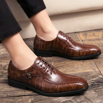 Новые мужские удобные туфли для банкета, швейные нитки, особенно с крокодиловым узором, Модные мужские туфли из оленьей кожи для жениха, Zapatos Hombre
