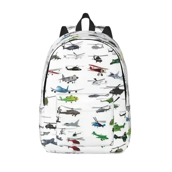 Красочные самолеты и вертолеты, рюкзак, прочный школьный рюкзак для пилота истребителя, рюкзак для ноутбука, мужская сумка через плечо