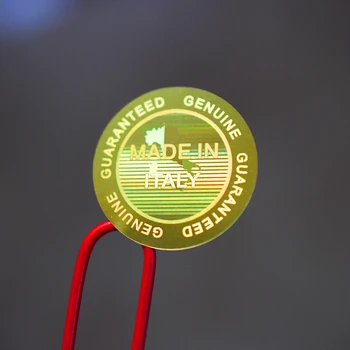 Сделано в Италии Золотые наклейки с голограммой, гарантия подлинности 20x20 мм, серебро 2000 шт.