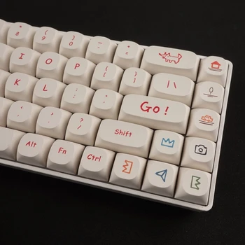 Набор клавишных Колпачков с надписью Dye-Sub Graffiti Keycaps PBT MA Heghight Для механической клавиатуры MX-Switch PBT Dye-Sub Cute Keycap White