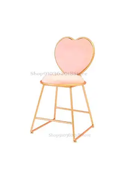 Современный минималистичный стул для спальни Princess Nail Art Makeup Chair Ins Туалетный стул Net Red Girl Heart Туалетный столик Табурет