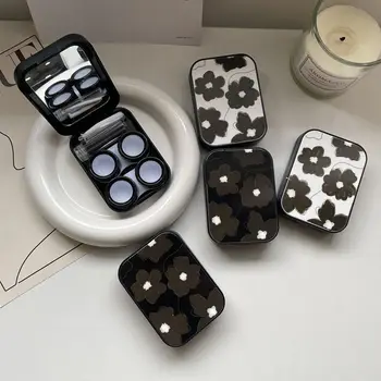 Контейнер с зеркалом, Косметические коробки серии Black, Подарочный Пластиковый футляр для контактных линз для женщин, футляр для очков в Корейском стиле, футляры для очков