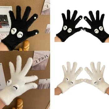 Перчатки Y2K с Полным Пальцем, Тепловые Перчатки С Сенсорным Экраном, Пушистые Перчатки для Взрослых