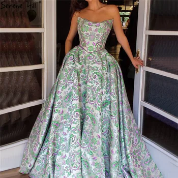 Зелено-фиолетовые Сексуальные платья для выпускного вечера с открытыми плечами 2023, платья для выпускного вечера с вышивкой трапециевидной формы без рукавов, Длинные Serene Hill BLA70137