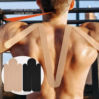 Предварительно нарезанная кинезиологическая лента, пластыри для мышц плеч и шеи, спортивный бинт, наклейки для спортивного восстановления, бинты для фитнеса