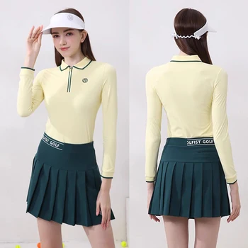 Осенний комплект для гольфа 2023, Женская юбка для гольфа, приталенная футболка для гольфа с длинным рукавом, новая женская одежда для гольфа, Джерси, бесплатная доставка