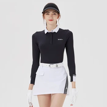 BG Новый комплект одежды для гольфа, Женская футболка с длинным рукавом, осенняя дышащая приталенная спортивная рубашка, короткая юбка, женский костюм для гольфа