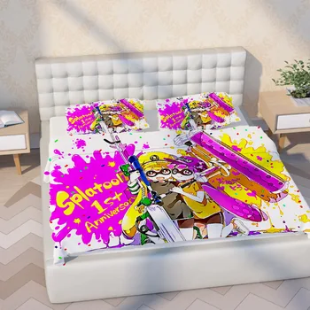 Комплект постельного белья Splatoon Single Twin Full Queen King Size, комплект постельного белья с аниме-граффити, Комплекты пододеяльников для детской спальни, 3D Принт 015